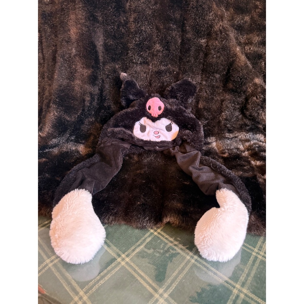 Sanrio Kuromi Plush Ear Moving Hat Black White Faux Fur Cosplay Accessory